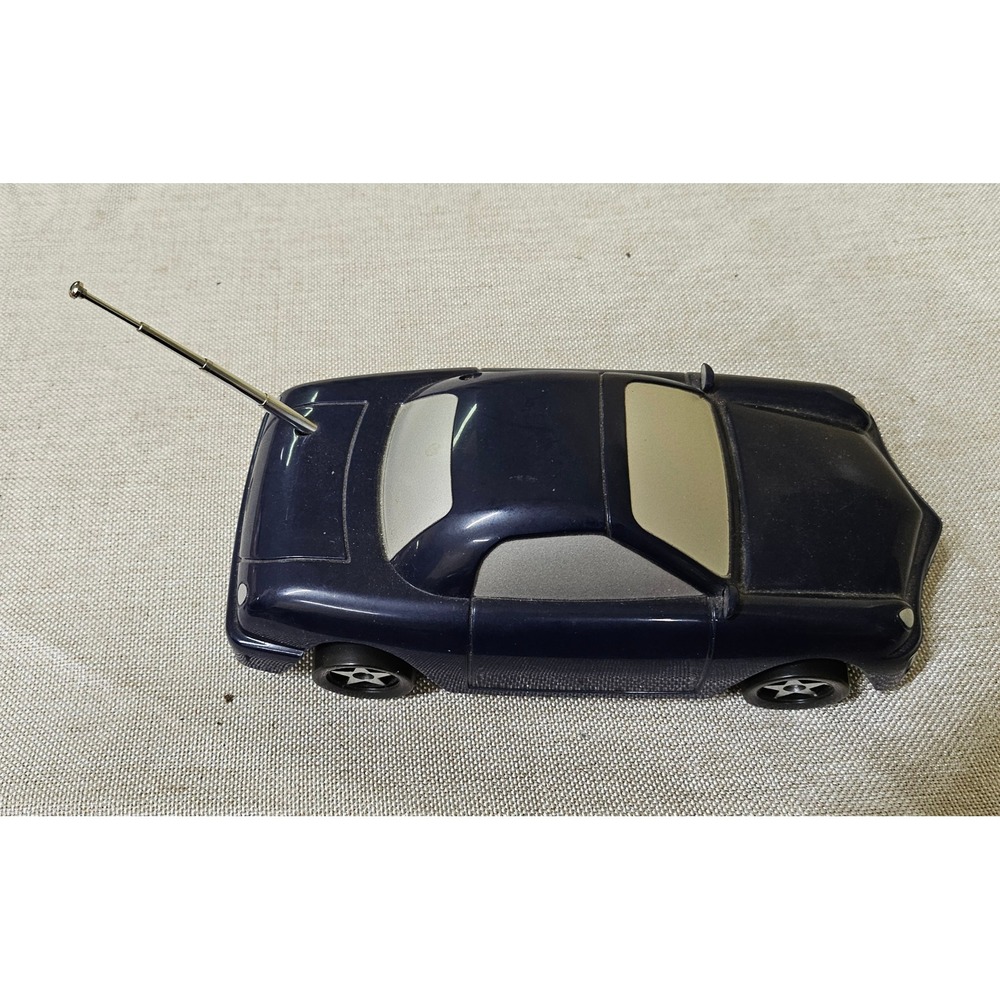 Vintage BG Car Shaped AM FM Radio Portable Antenna Blue Retro Toy Works/Rolls